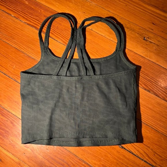 Carbon38 Ribbed Leopard Crop Bra - Color: Green | Size: S - Picture 6 of 15